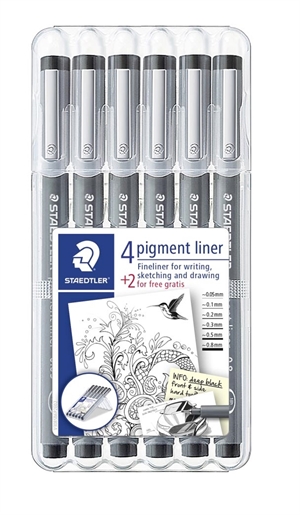 Staedtler Fineliner pigment liner ass svart (6)